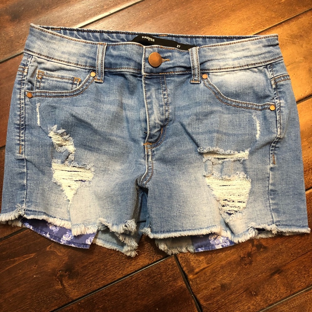 Distressed Denim Shorts
